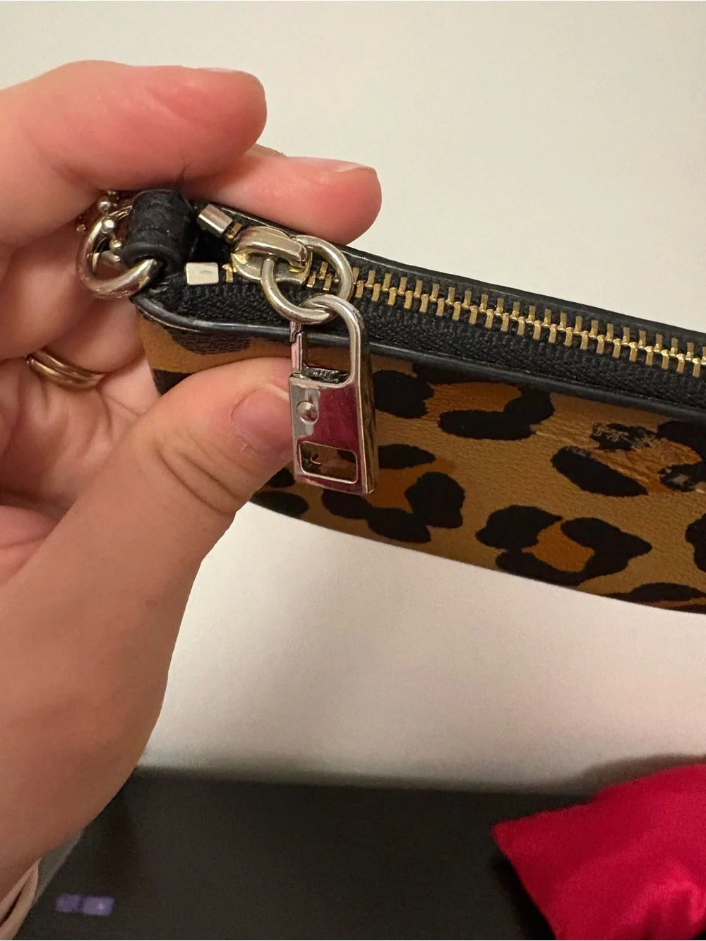 Coach Corner Zip Leopard Wristlet - Picture 5 of 8